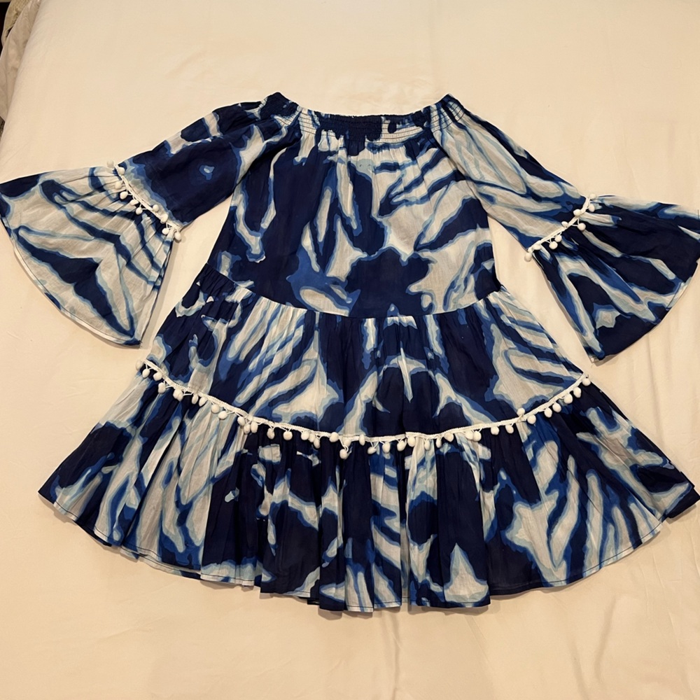 Elegant Blue Tie-Dye Mini Dress